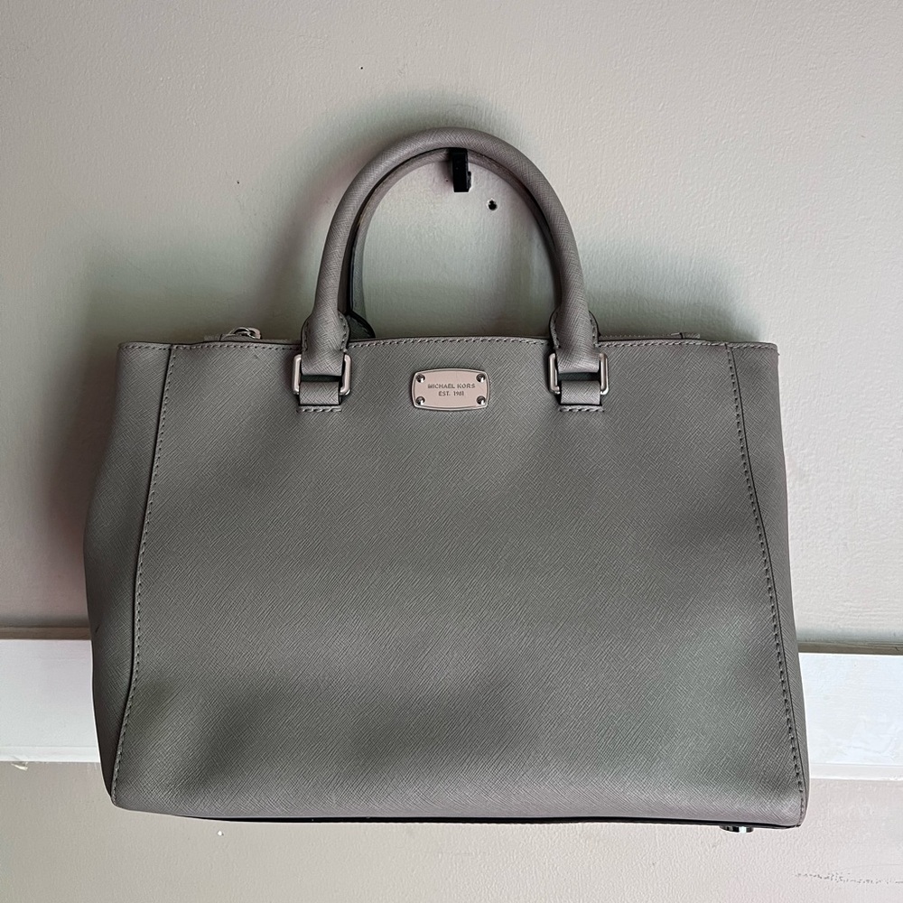Michael Kors Gray Structured Satchel with Silver Hardware
